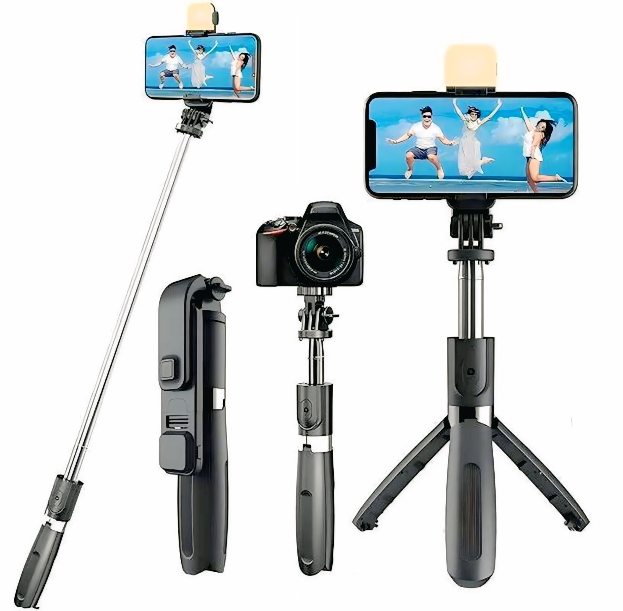 Extendable 3-in-1 Selfie Stick Tripod with Bluetooth Remote