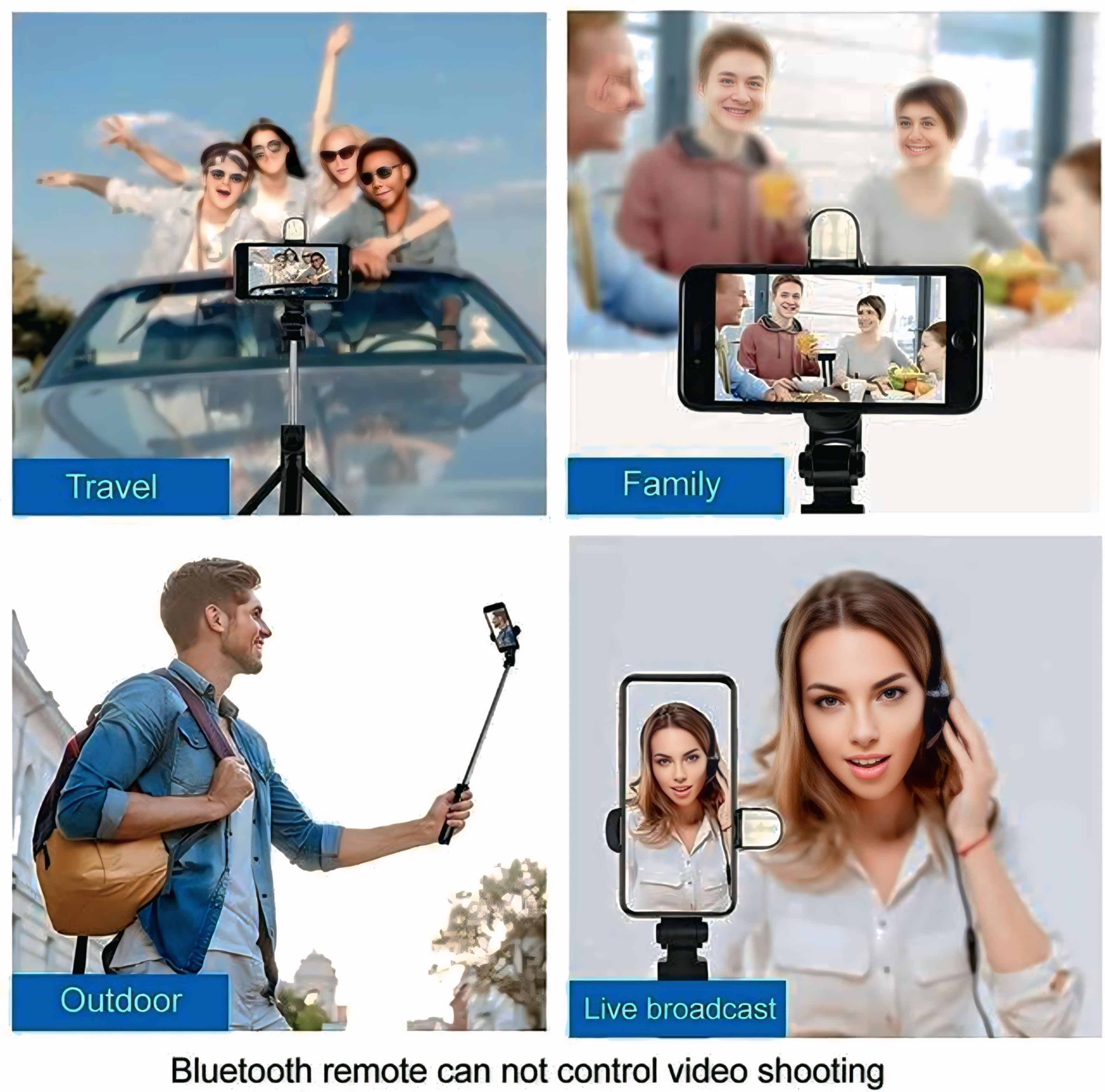 Extendable 3-in-1 Selfie Stick Tripod with Bluetooth Remote