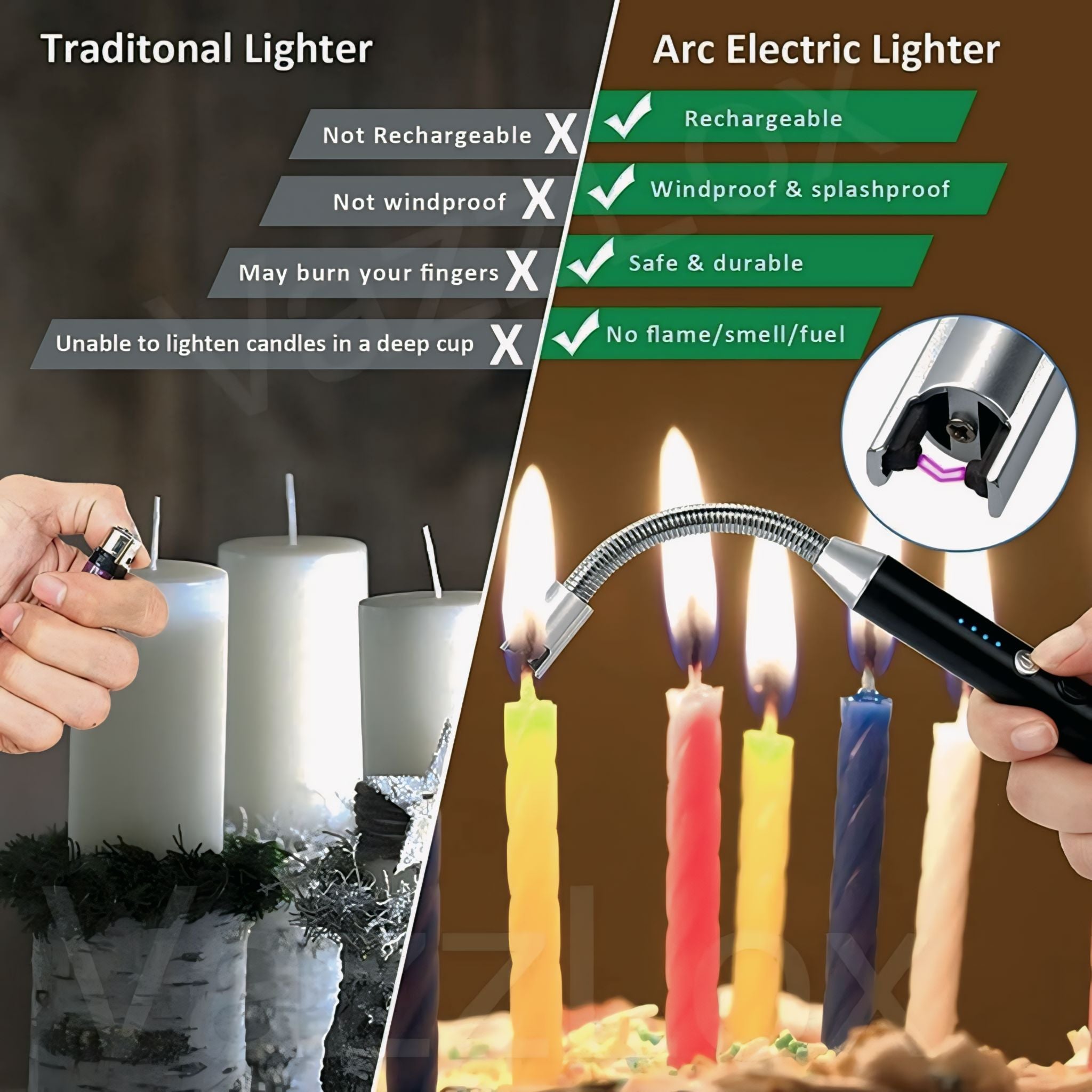 USB Rechargeable Electric Gas Lighter for Kitchen