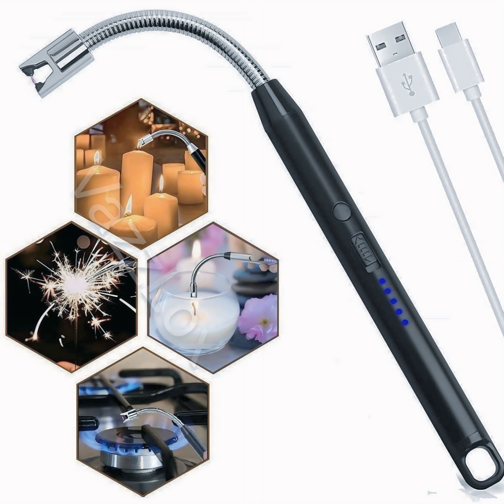 USB Rechargeable Electric Gas Lighter for Kitchen