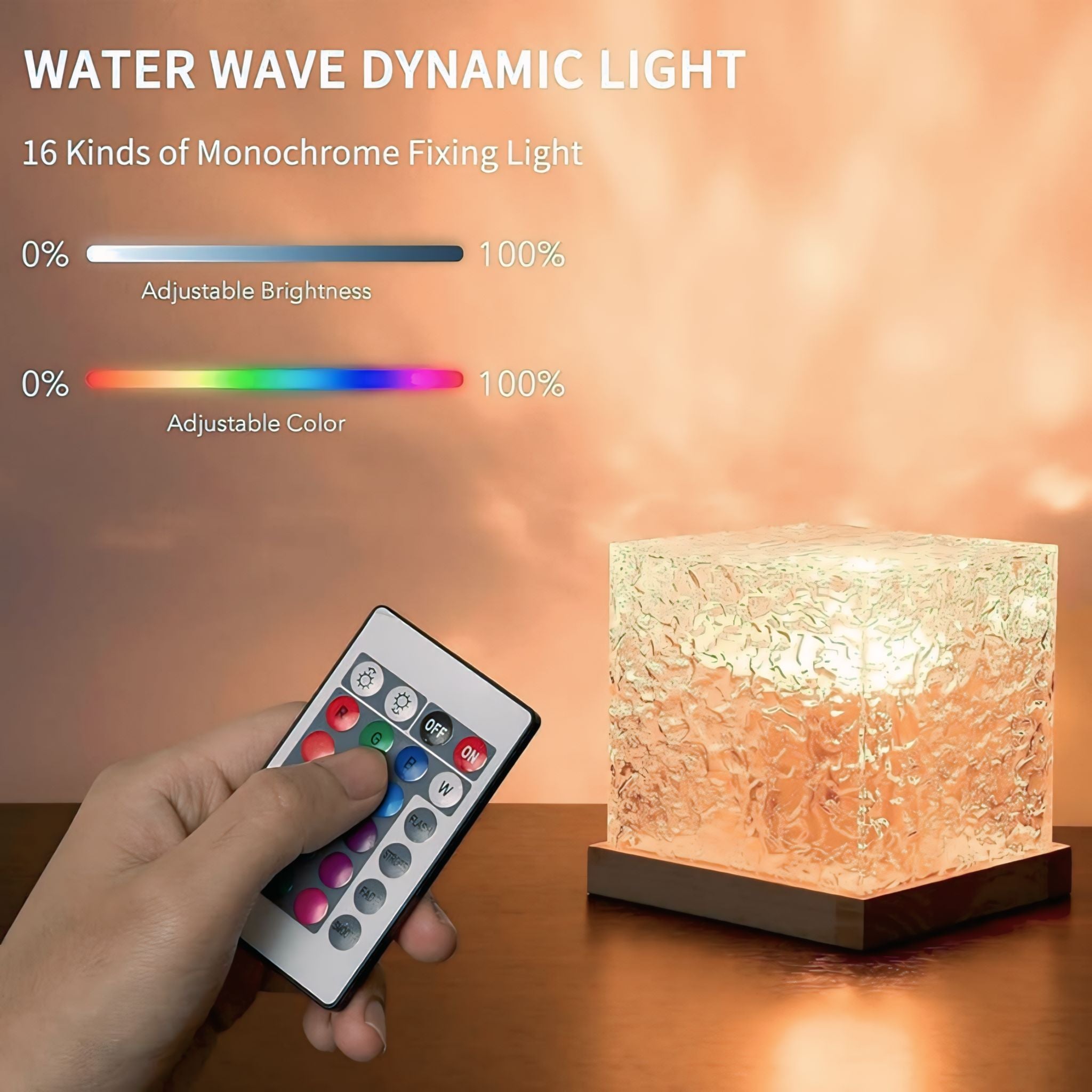Rotating Water Ripple Night Light Aura Lamp | 16 Color Modes | Rechargeable