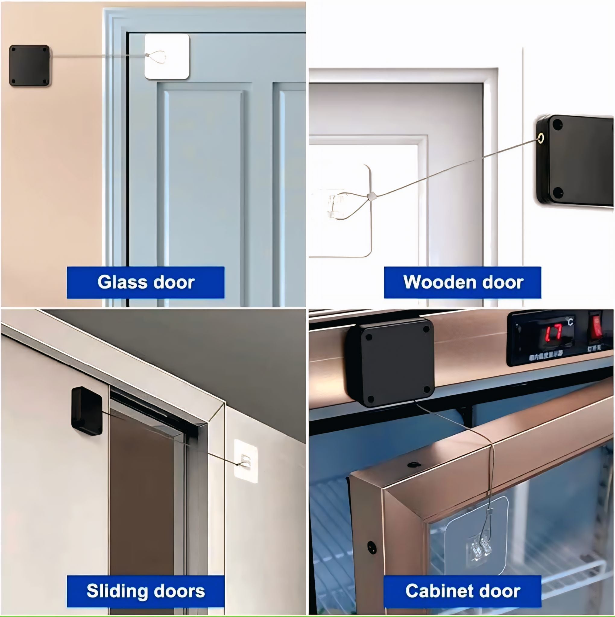 Automatic Self-Closing Door & Window Closer | Self-Adhesive Retractable Steel Rope