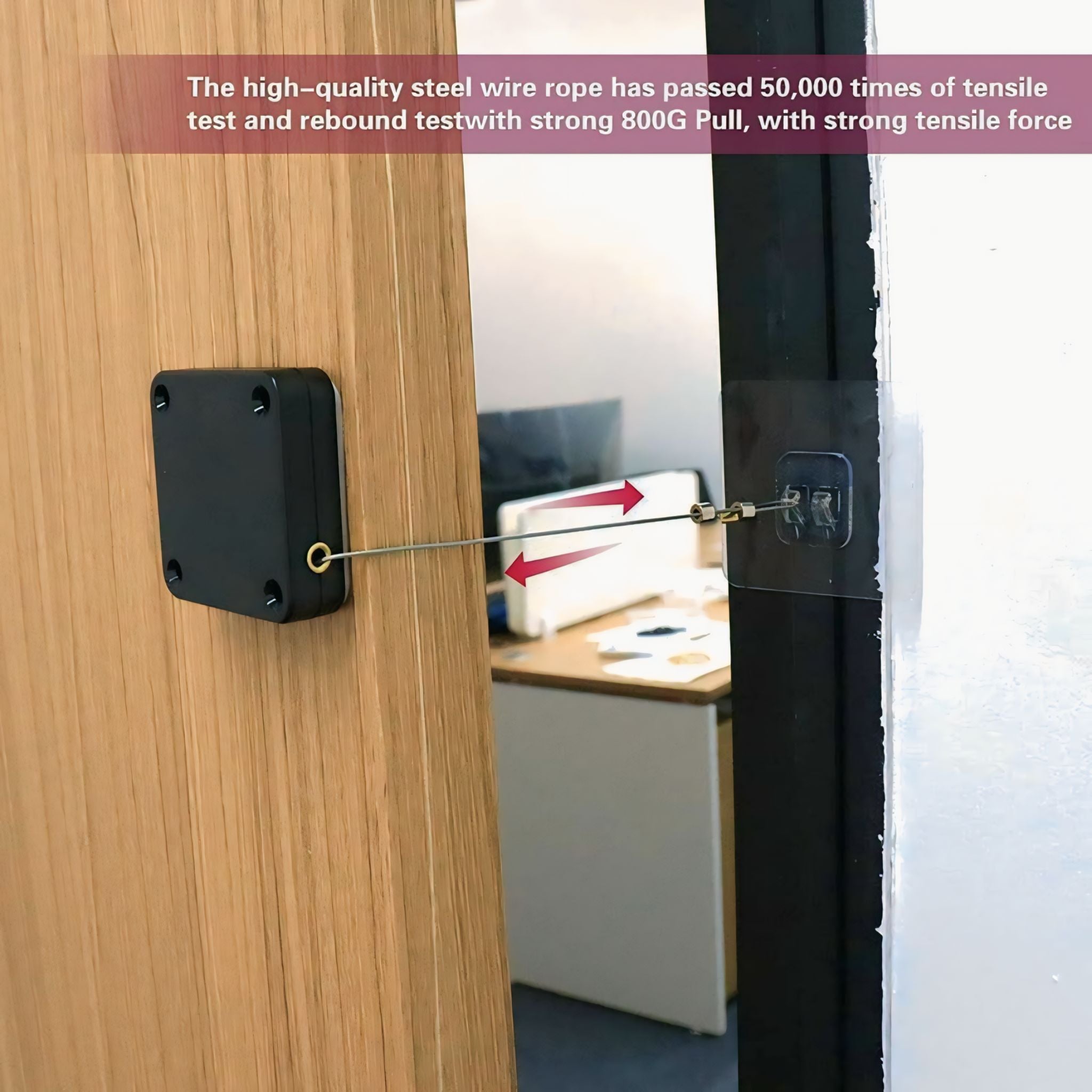 Automatic Self-Closing Door & Window Closer | Self-Adhesive Retractable Steel Rope