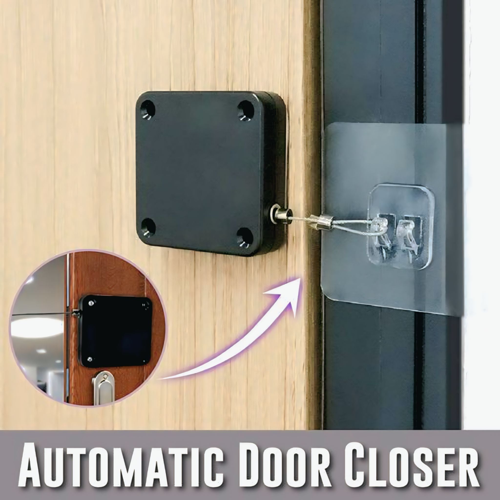 Automatic Self-Closing Door & Window Closer | Self-Adhesive Retractable Steel Rope